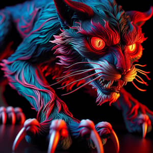 Demonic Feline with Glowing Red Eyes | Supernatural Creature