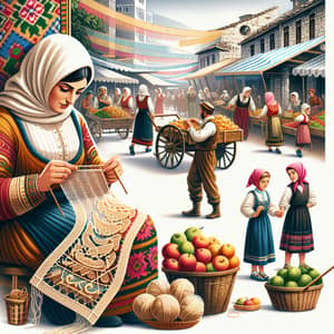 Albanian Local Marketplace Scene: Traditional Life Captured