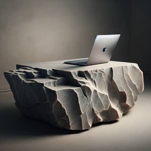 Elegant MacBook on Rustic Stone Slab