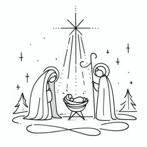 Minimalistic Birth of Jesus Christ Drawing | Chibi Style