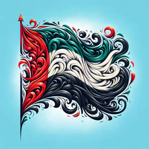 Dubai Flag Calligraphy: Artistic Interpretation in Vibrant Colors