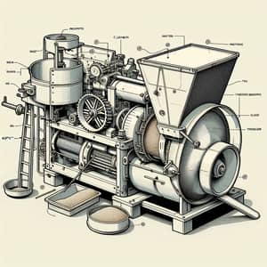 Technical Illustration of Small Rice Thresher Prototype