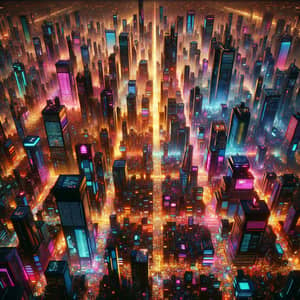 Neon-Lit Cyberpunk Metropolis: Futuristic Digital Art