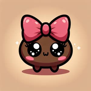 Adorable Dark Brown Bean-Shaped Cartoon Character