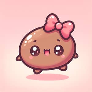 Charming Brown Bean with Pink Bow Illustration