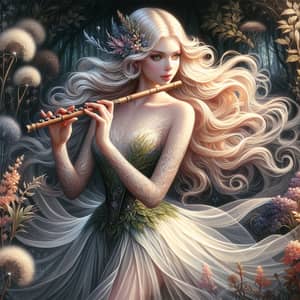 Ethereal Female Fairy Bard in Mystical Forest - Enchanting Concept Art