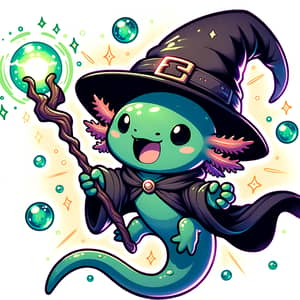 Adorable Axolotl Wizard Casting Epic Spell | Cel Shading Style