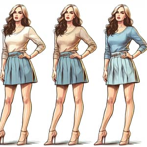 Confident Fuller-Figured Caucasian Woman in Stylish Mini Skirt