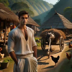 South Asian Male in Traditional Indian Village | Rustic Scene