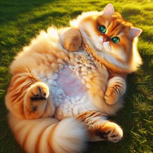Plump Orange Cat with Bright Fur | Cute and Relaxed Feline