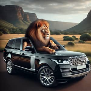 Luxury SUV with Majestic Lion: Wild Power and Elegance