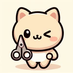 Cartoon Style Cat Making Scissors Hand Gesture