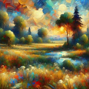 Vibrant Abstract Landscapes in Impressionist Style