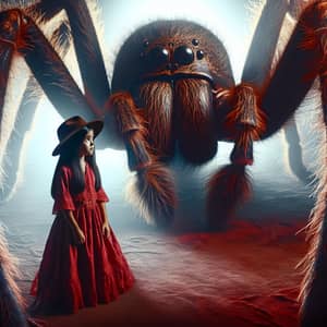 Young Hispanic Girl Facing Gigantic Spider | Dramatic Encounter