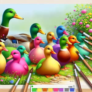 Playful Collection of Colorful Ducks in High-Resolution Digital Painting