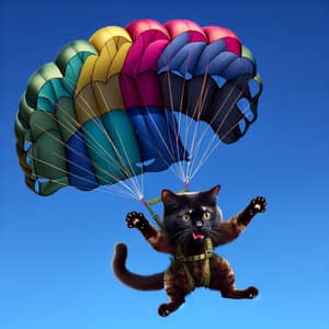Playful Cat Parachuting in the Sky - Daring and Exciting
