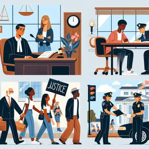 Diverse Lawful Activities in Daylight | Legal Scenes Illustration