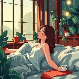 Relaxing Girl in Cozy Setting | Peaceful & Comfortable Atmosphere
