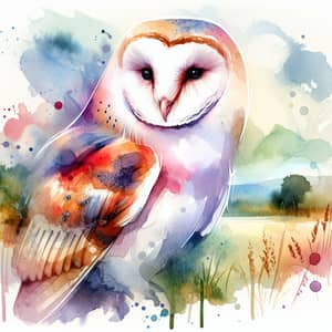 Vibrant Watercolor Painting of a Barn Owl | Artistic Wildlife Portrait