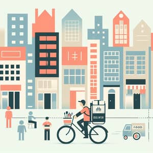 Urban Food Delivery Service | Diverse City Street Minimalist Design