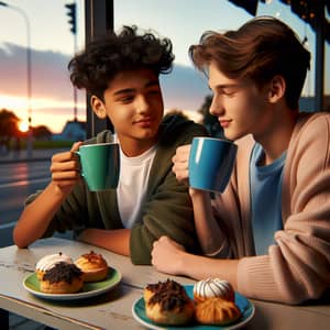 Magical Date: Two Boys Enjoying Hot Cocoa