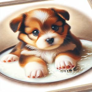 Adorable Puppy with White Paws | Cute and Fluffy Artwork