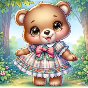 Charming Illustration of a Cute Bear in Stylish Dress