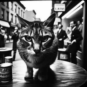 Enigmatic Feline: Classic Street Photography in Black & White