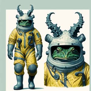 Horned Frog-Man in Radiation Suit - Uncanny and Fantastical Depiction