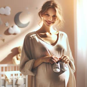Radiant Pregnancy Photoshoot with Baby Shoes | Gentle Nursery Vibes