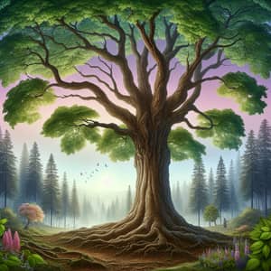 Tranquil Majestic Tree in Serene Forest | Symbol of Strength & Growth