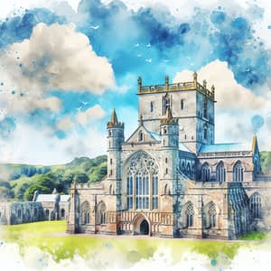 St. David's Cathedral Watercolor Painting