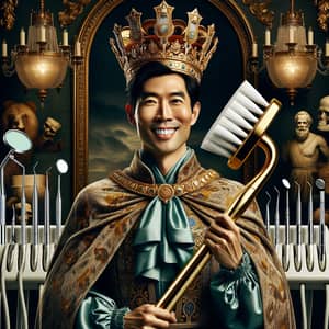 Regal Dentist: Asian Male Authority with Wisdom in Majestic Attire