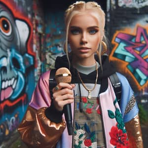 Blonde Female Rapper: Street Style & Graffiti Vibes