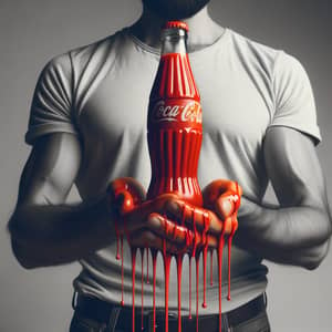 Man Holding Coca-Cola Bottle Dripping Blood