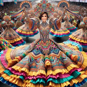Sinulog Festival Queen in Cebu: Vibrant South Asian Woman Dancing with Bolos