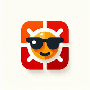 Geometric Sunglasses Icon | Red & Orange Stylized Sun