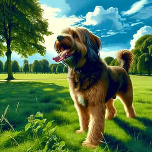 Medium-Sized Dog Playing Fetch in Lush Green Park