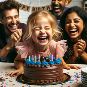 Girl Falling into Chocolate Birthday Cake | Joyful Family Moment