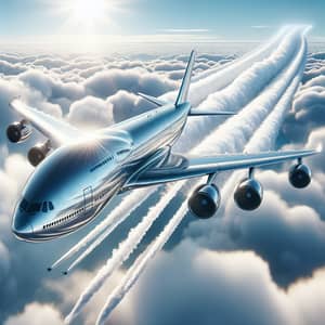 High Flying Adventure: Modern Aircraft Soaring Through Cumulus Clouds