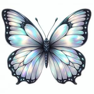 Pearl Iridescent Butterfly with Black Edges - Illustrated