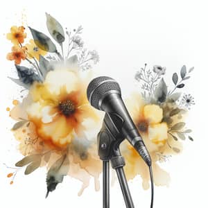 Watercolor Flowers & Vocalist's Microphone