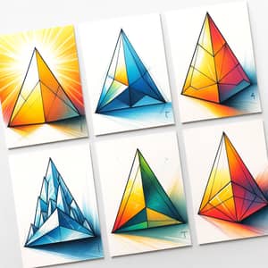 Five Triangle Drawings: Geometric Art Collection