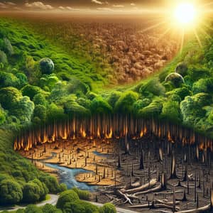 Abstract Global Warming Landscape: A Stark Warning