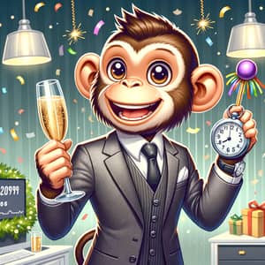 Southeast Asian Male Monkey New Year's Party Illustration