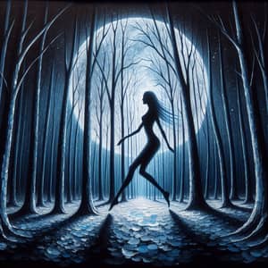 Ethereal Silhouette in Moonlit Forest | Fantasy-inspired Scene
