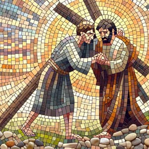 Ancient Mosaic: Helping Jesus Carry the Cross