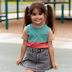 Joyful 10-Year-Old Hispanic Girl in Park with Playground