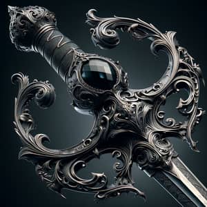 Elegantly Dangerous Cursed Rapier - Ornate Design with Ominous Black Stone
