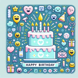 Heartfelt Birthday Greeting with Pastel Colors and Playful Emojis
